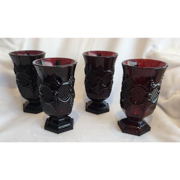 Avon 1876 Cape Cod Ruby Red Coffee Mugs-Set of 4  Vintage Pressed Glass Perfect - Picture 3 of 6